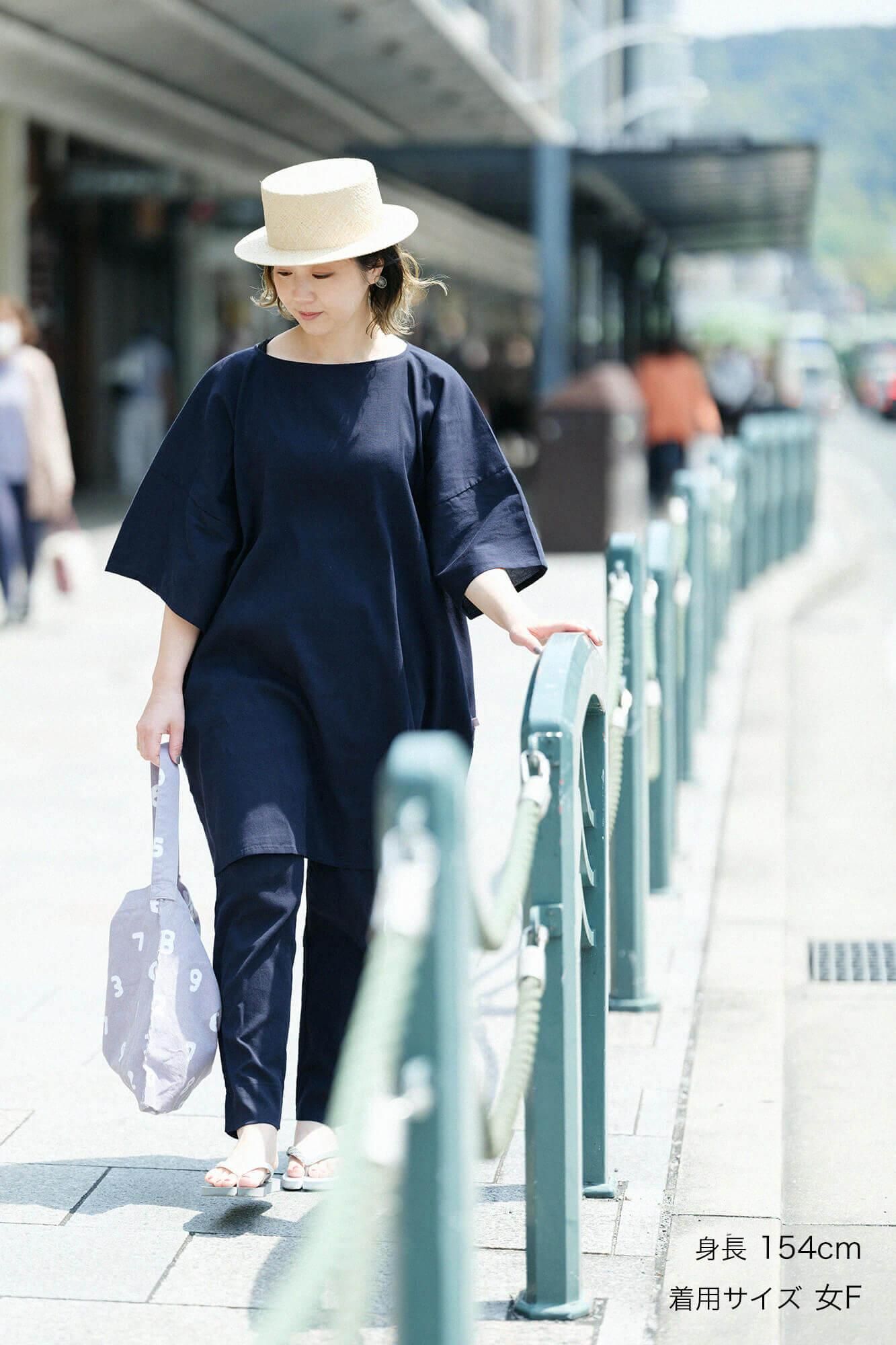 高島縮 40/40 レギンスパンツ／留紺（とめこん）