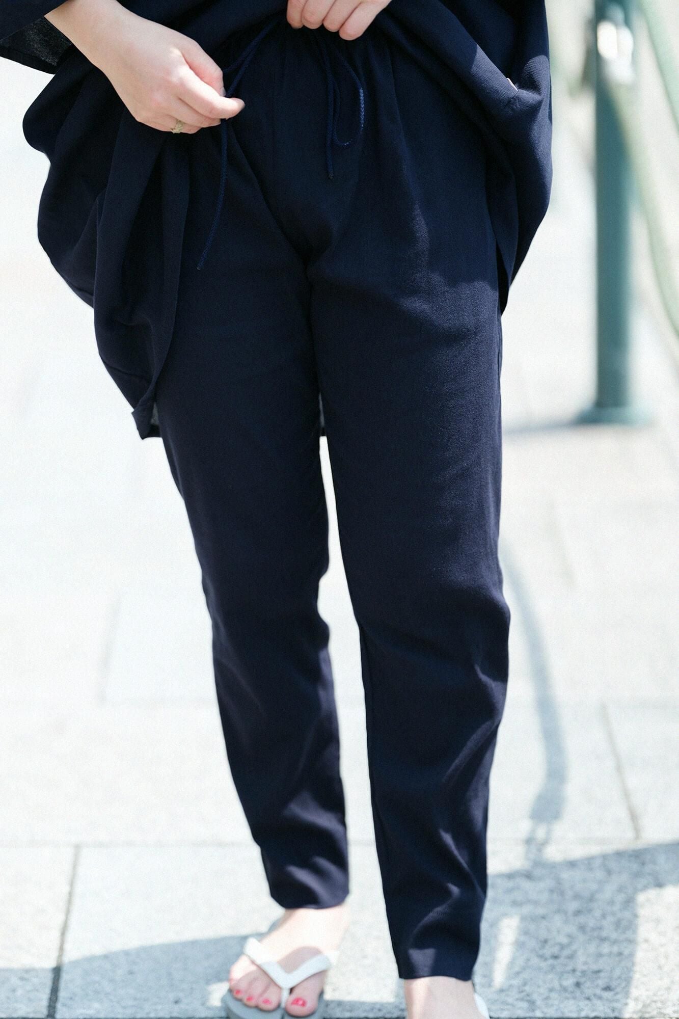 高島縮 40/40 レギンスパンツ／留紺（とめこん）