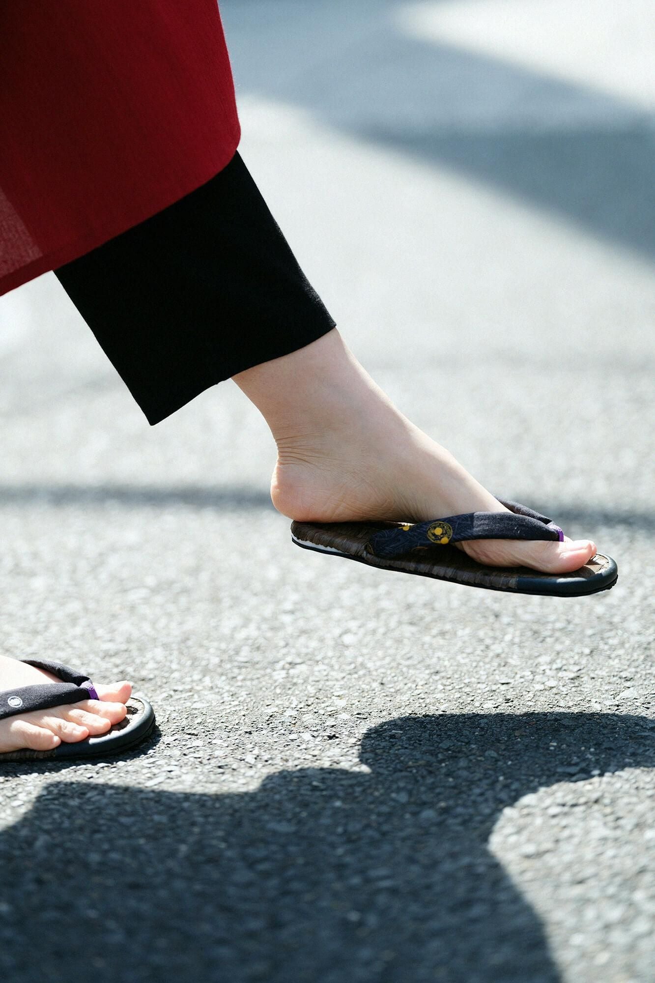 草履涼鞋 染竹／草紋