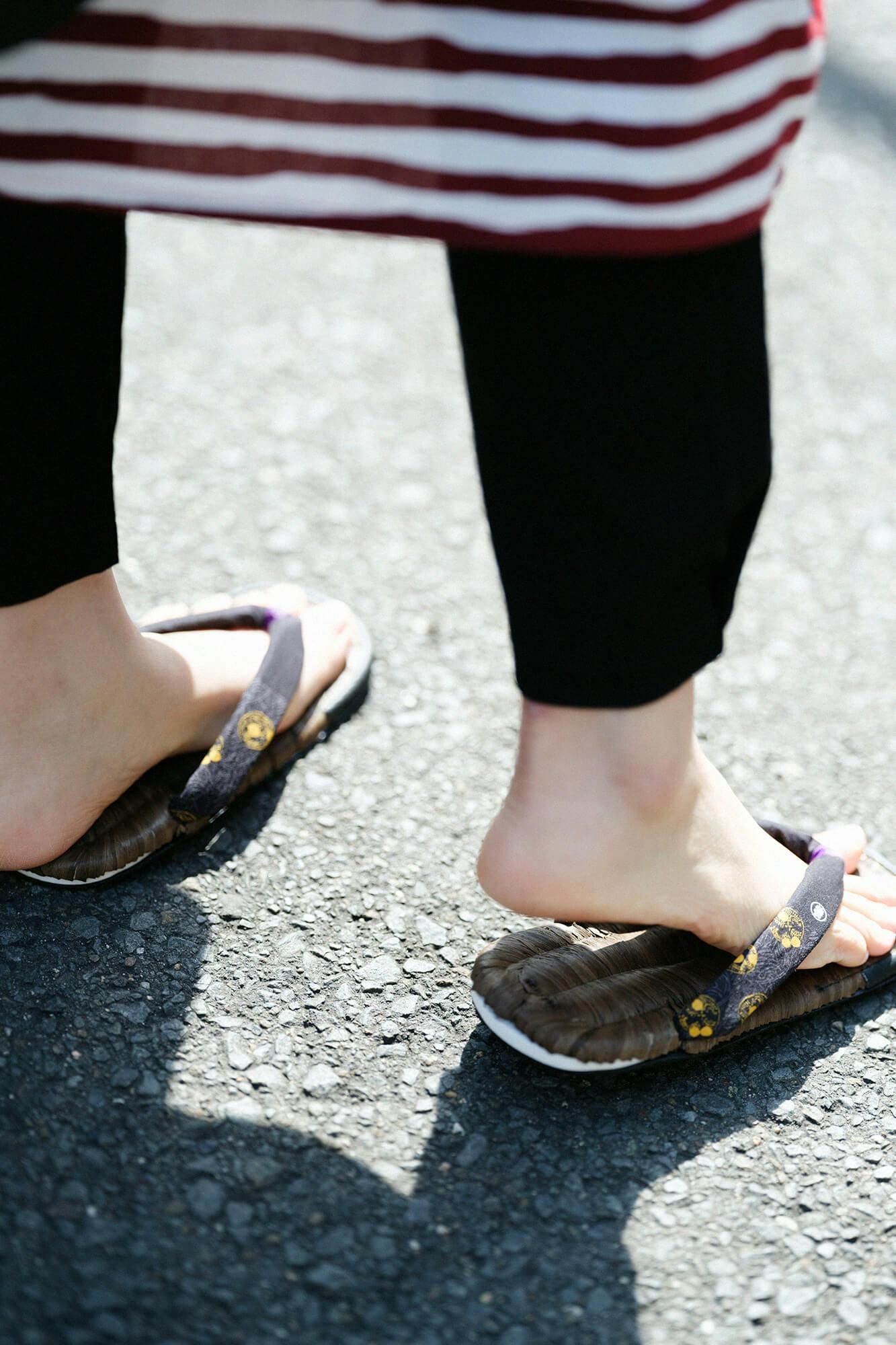 草履涼鞋 染竹／草紋