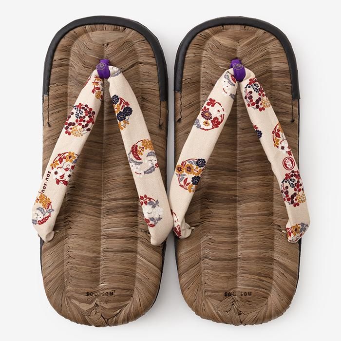 草履涼鞋 染竹／花丸紋樣