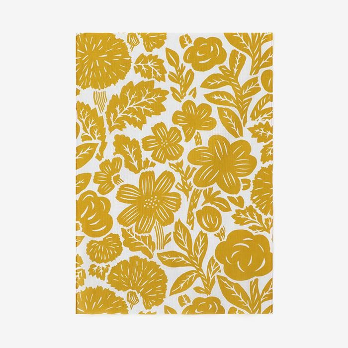 Isemomen Cotton Textile Handkerchief（Short）Mustard Color Woodcut Mustard Color