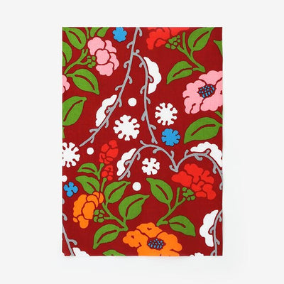 伊勢木綿 textile手ぬぐい（ひめ丈）／雪持柳に椿（ゆきもちやなぎにつばき）