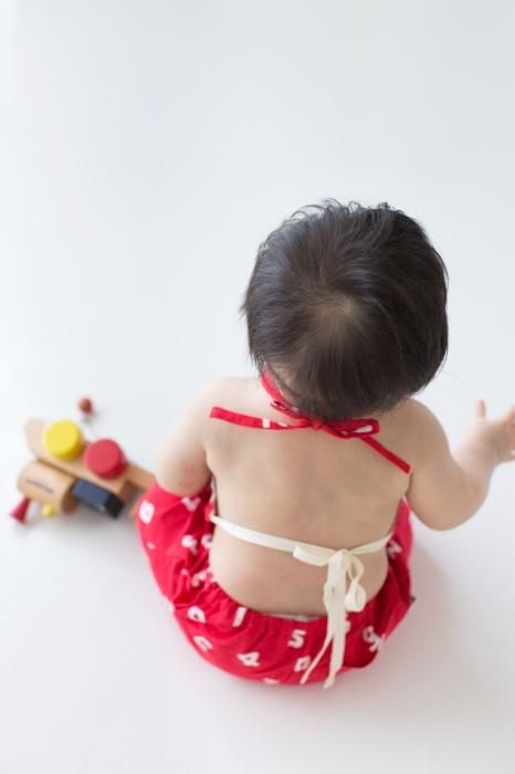 ●伊勢木棉 肚兜套裝/suuu 紅色