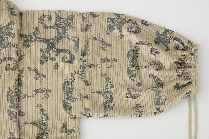 【net Limited】Corduroy Rectangular Sleeve Coat with Lining /  Yama Raging Billows Era Beige