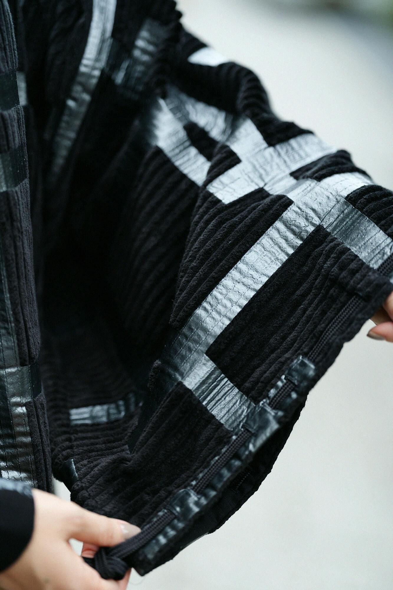 【net Limited】Corduroy Rectangular Sleeve Coat with Lining / Fence Black
