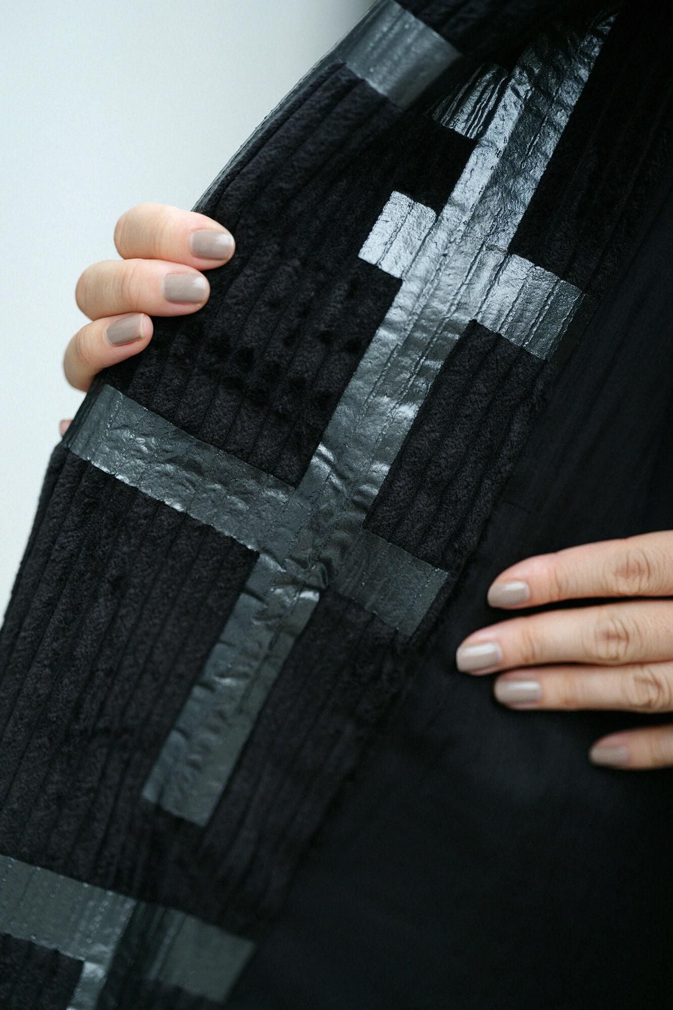 【net Limited】Corduroy Rectangular Sleeve Coat with Lining / Fence Black