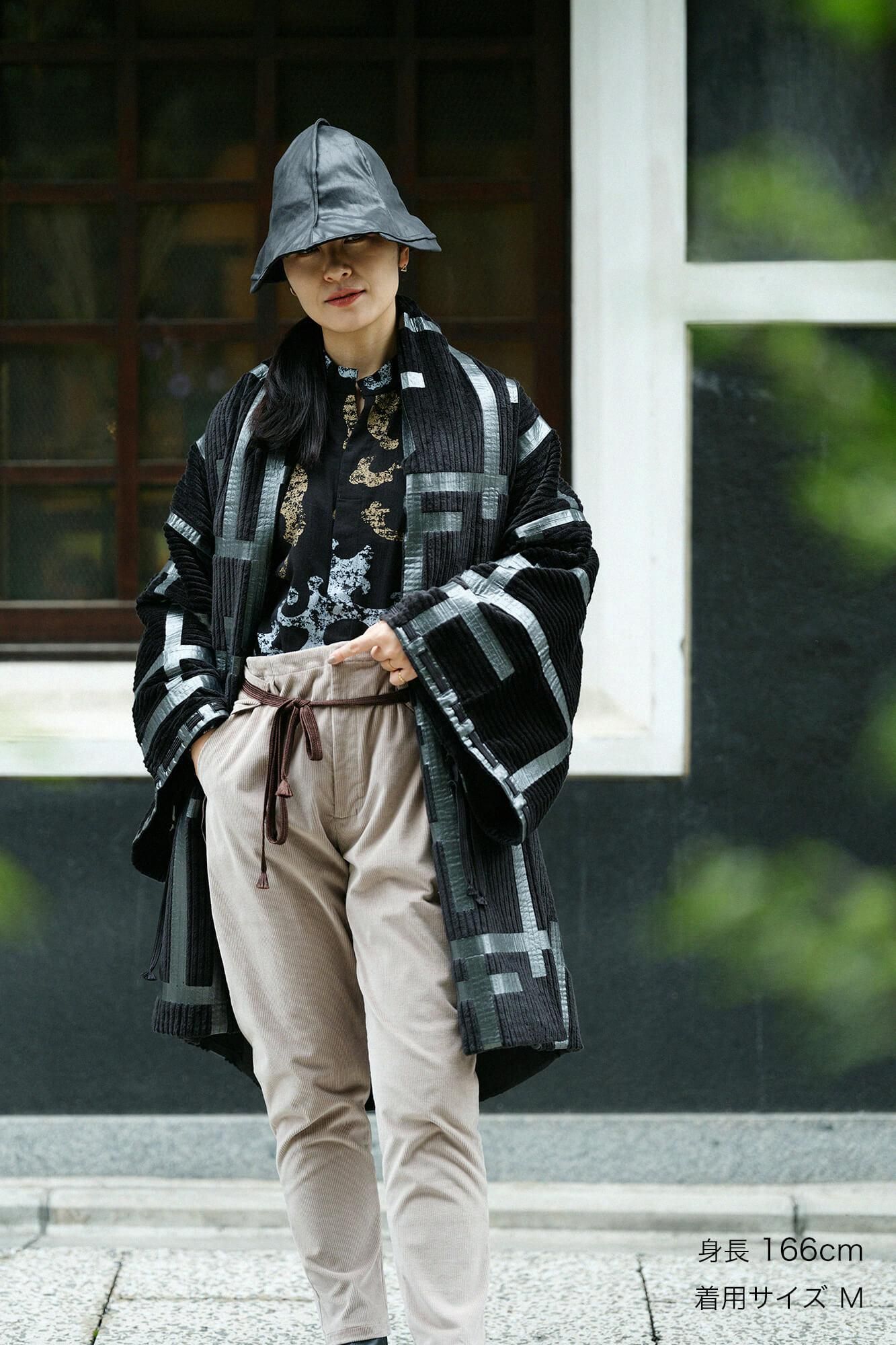 【net Limited】Corduroy Rectangular Sleeve Coat with Lining / Fence Black