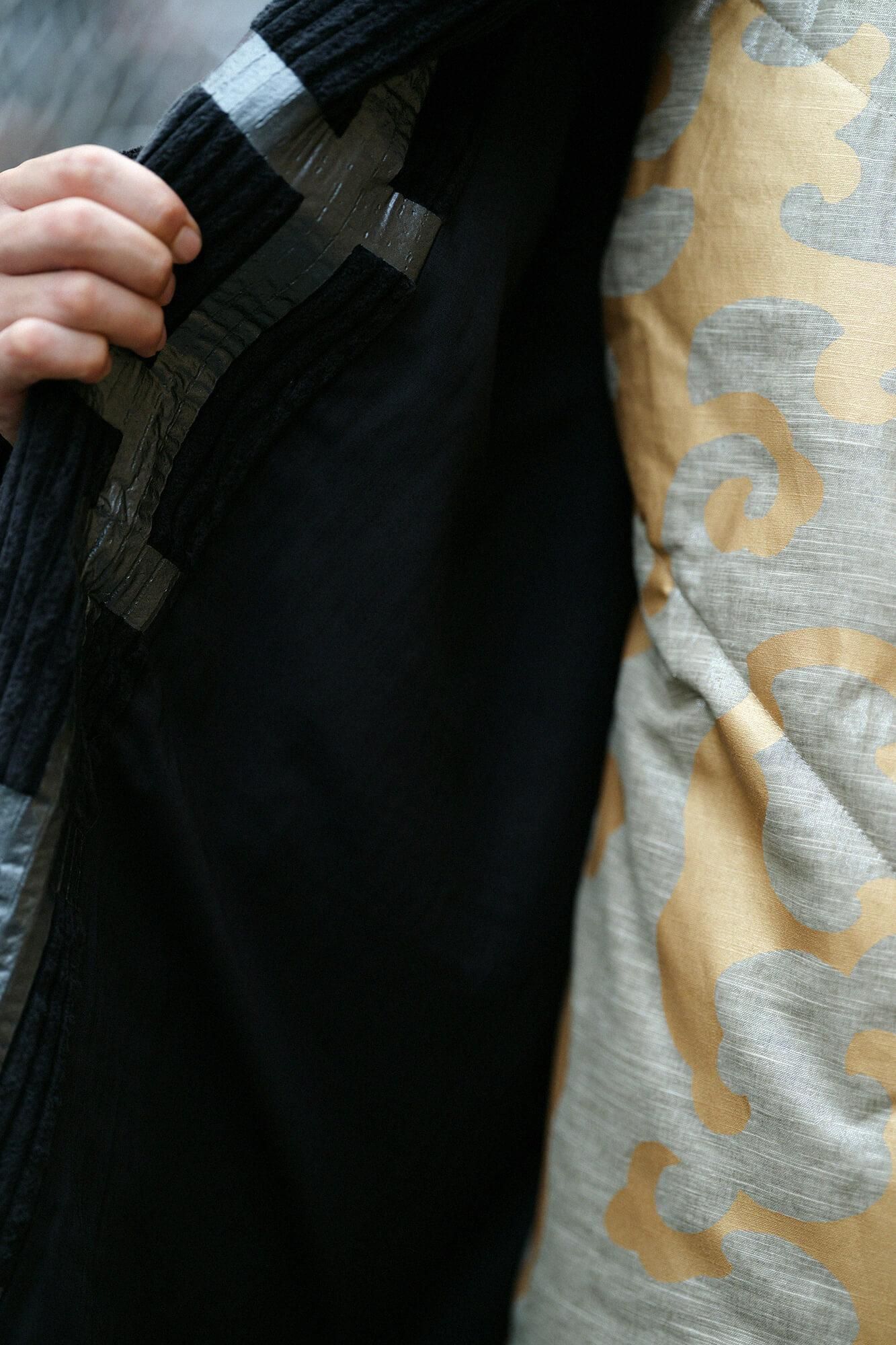 【net Limited】Corduroy Rectangular Sleeve Coat with Lining / Fence Black