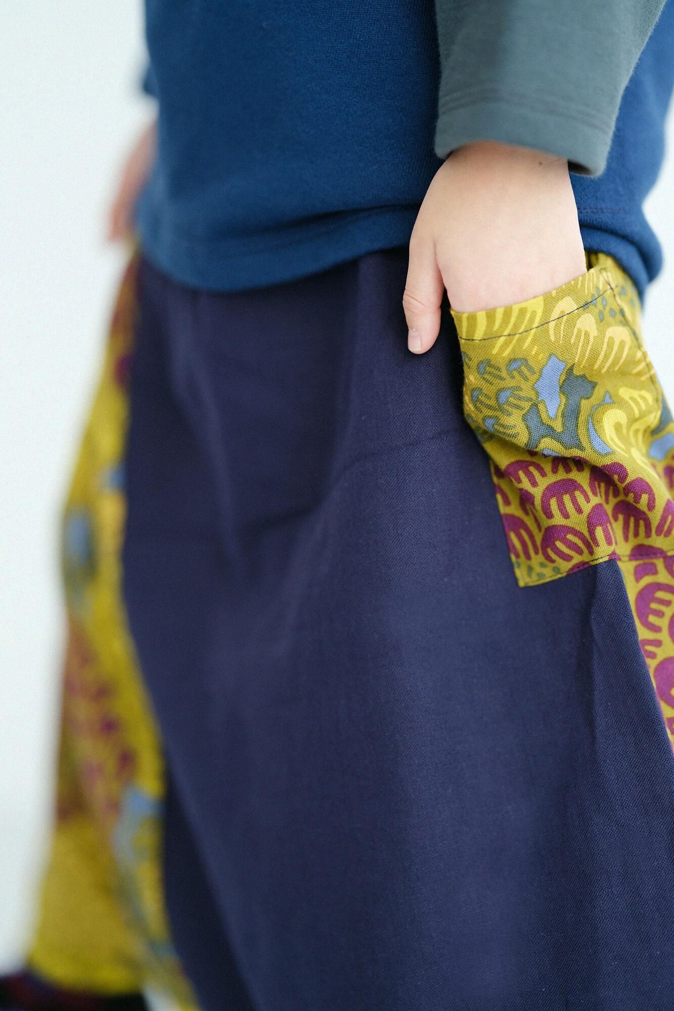 ●伊勢木棉 富士飛鼠褲／軍藍色×絢爛 光華