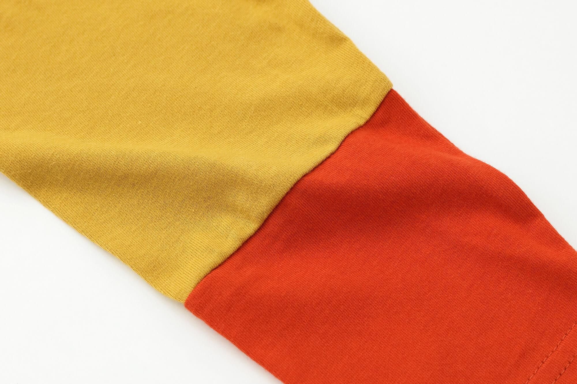 ●雙色袖 上衣／黃色×橙色