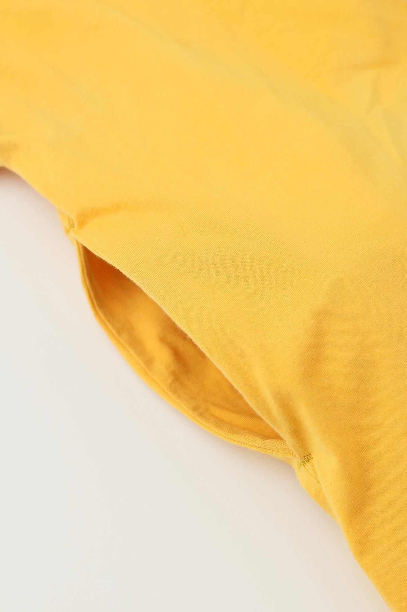 田端紮染 高領圓弧袖長方形洋裝／大圓點 淡黃色×乳白色