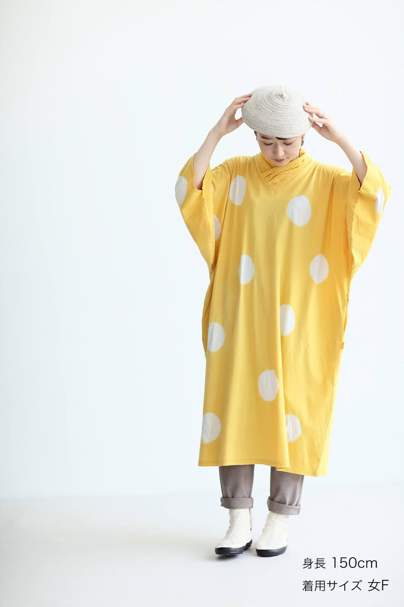 田端紮染 高領圓弧袖長方形洋裝