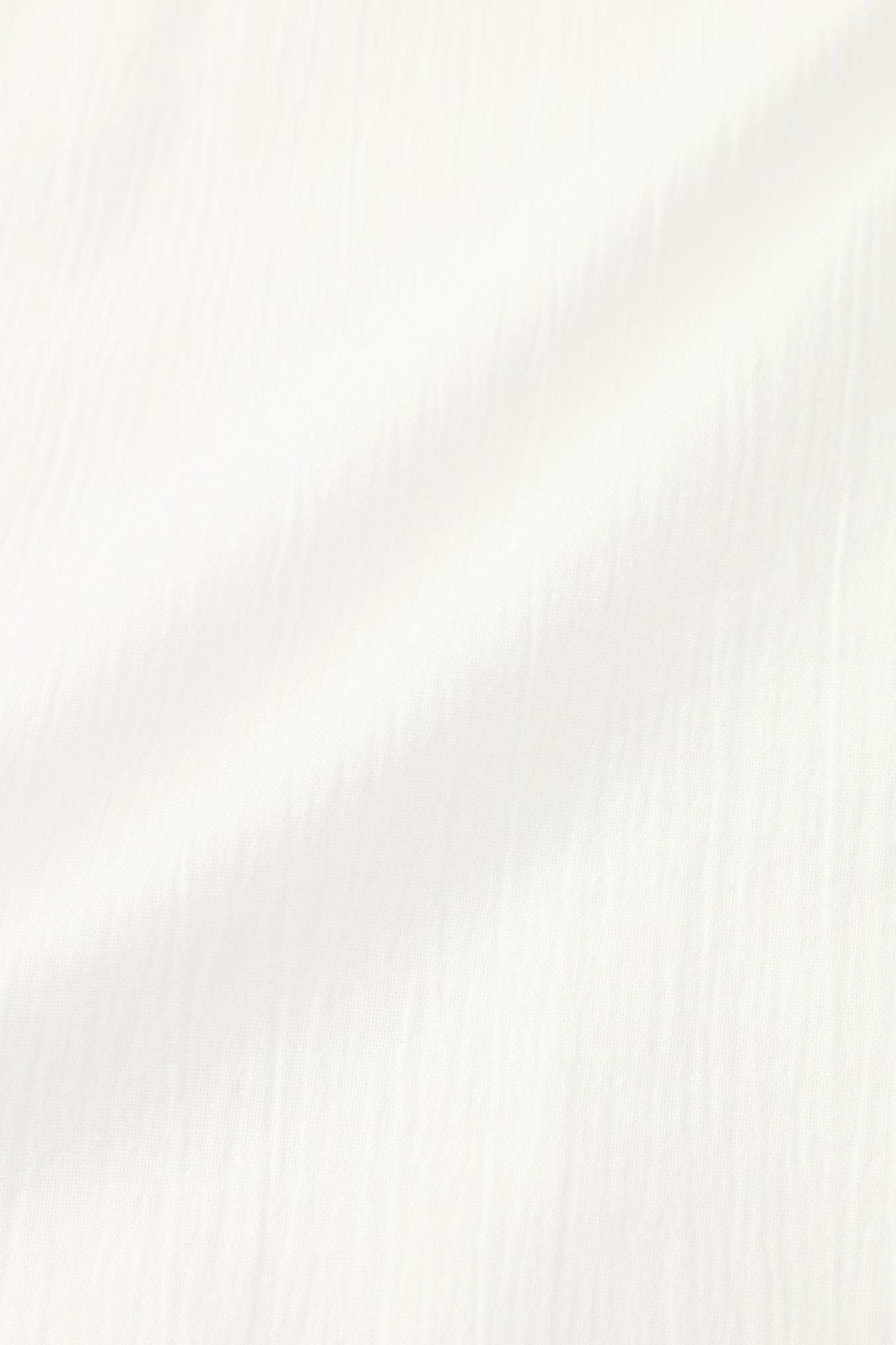 Chizimi Cotton 20/20 Band Collar Tight-sleeved Kimono Shirt / White