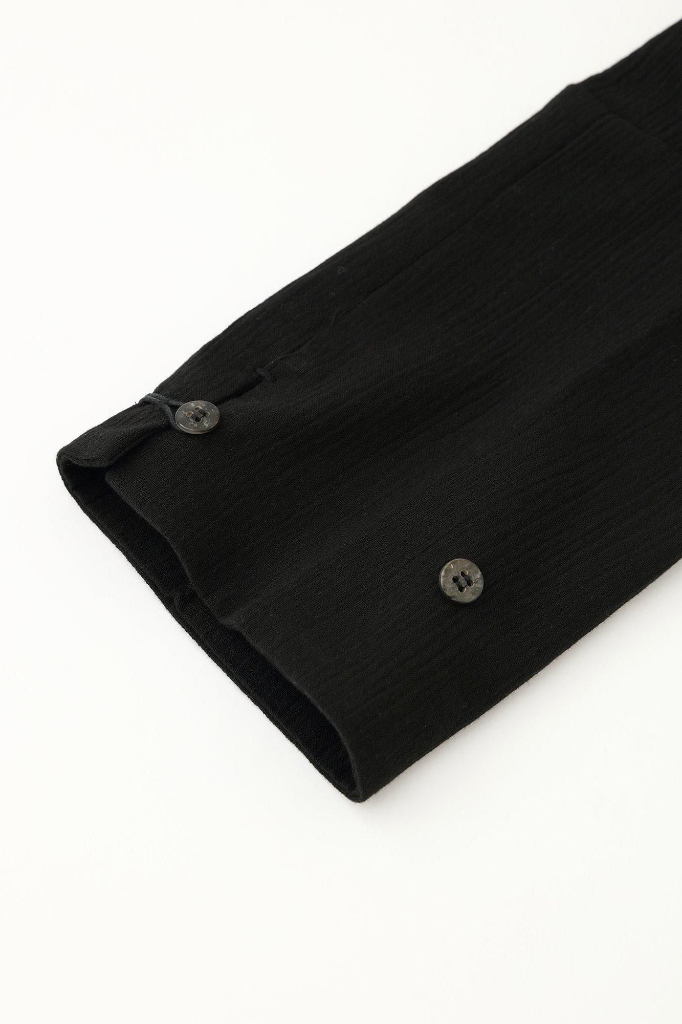 高島縮 20/20 立衿（たちえり） 筒袖襯衣（つつそでしんい）／濡羽色（ぬればいろ）