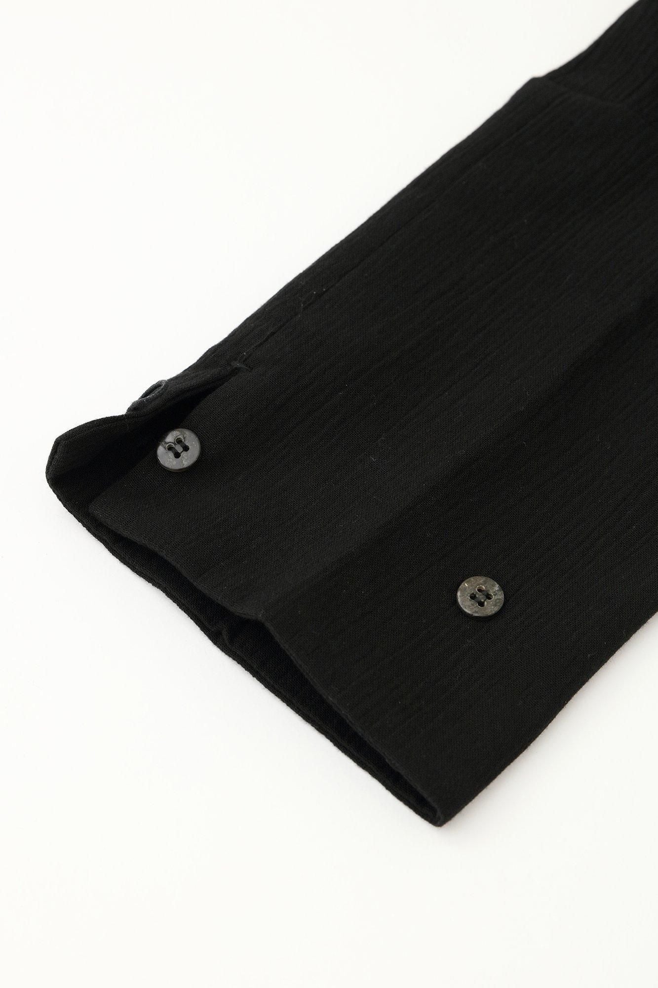 高島縮 20/20 立衿（たちえり） 筒袖襯衣（つつそでしんい）／濡羽色（ぬればいろ）