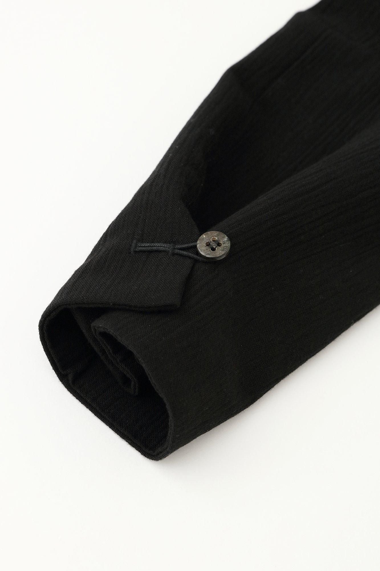 高島縮 20/20 立衿（たちえり） 筒袖襯衣（つつそでしんい）／濡羽色（ぬればいろ）