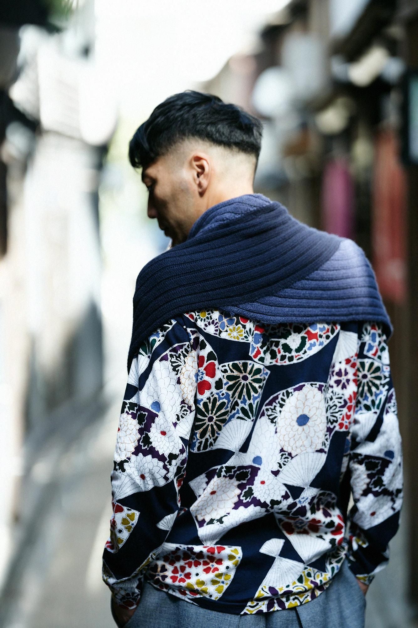 SOU・SOU×ALPHA 羊絨 枯山水圍巾／藍色×暗藍色