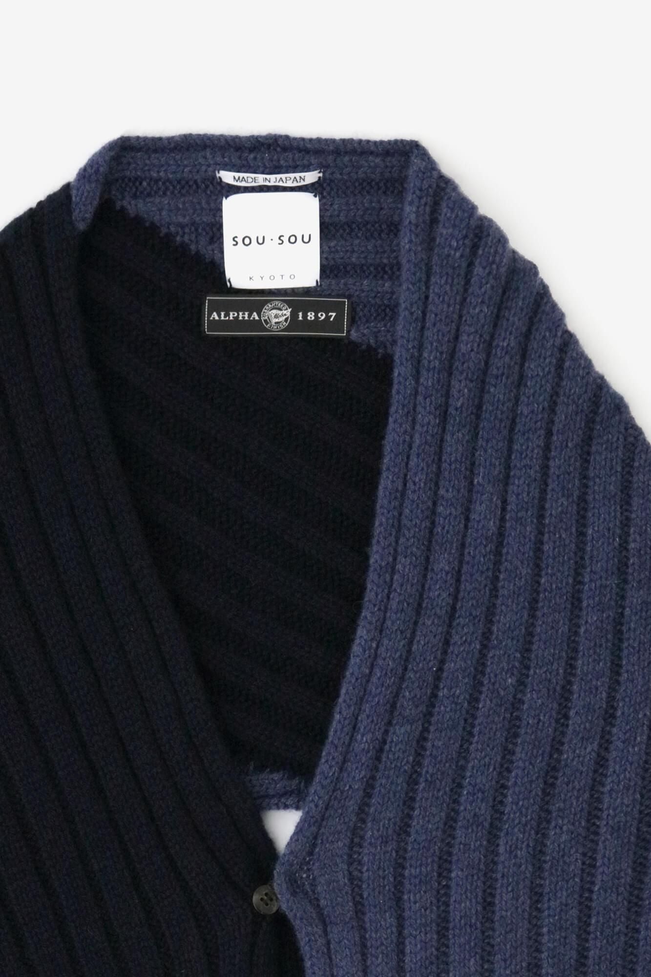 SOU・SOU×ALPHA 羊絨 枯山水圍巾／藍色×暗藍色