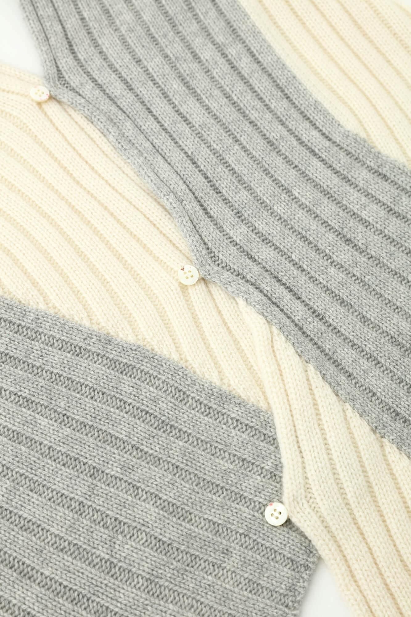 SOU・SOU×ALPHA 羊絨枯山水圍巾／淺灰色×鳥白色