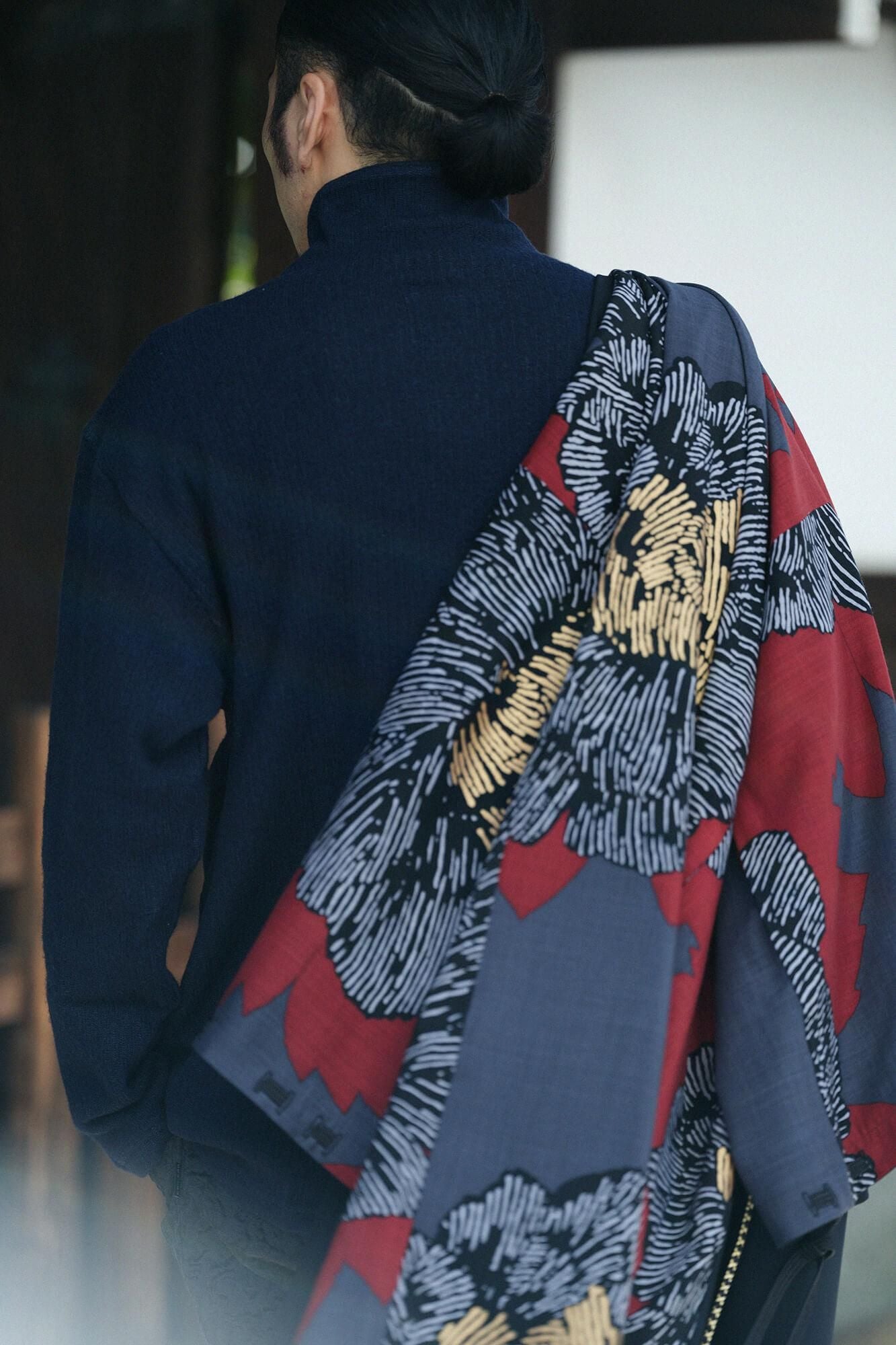 【官網限定】棉毛雙層編半衿秋聲 高領上衣/深藍色