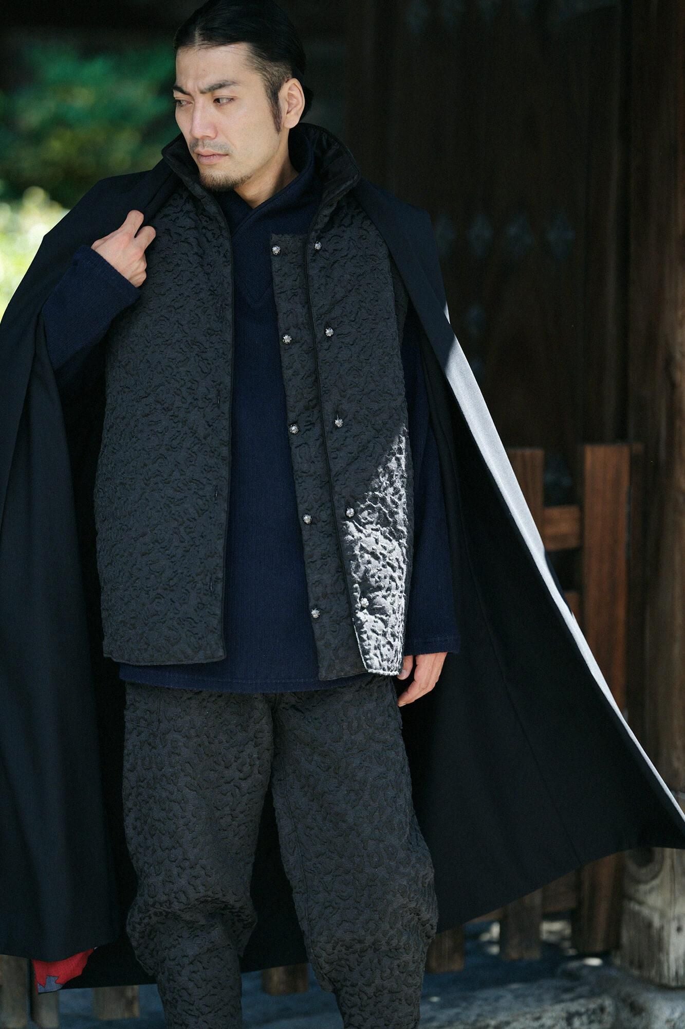 【官網限定】棉毛雙層編半衿秋聲 高領上衣/深藍色