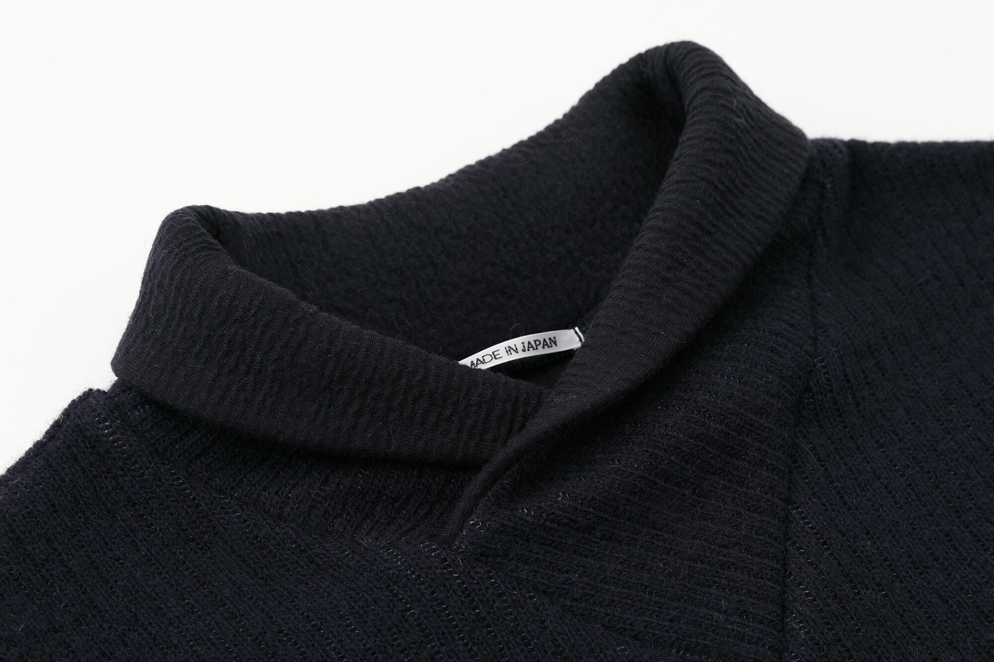 【官網限定】棉毛雙層編半衿秋聲 高領上衣/深藍色