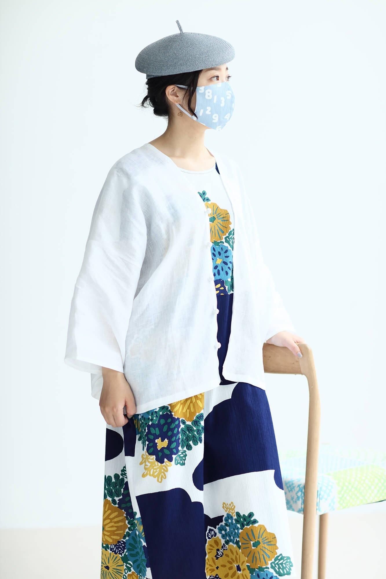 ◎【30%OFF】高島縮棉 圖案紋樣布口罩／SO-SU-U十數 昆淺藍色