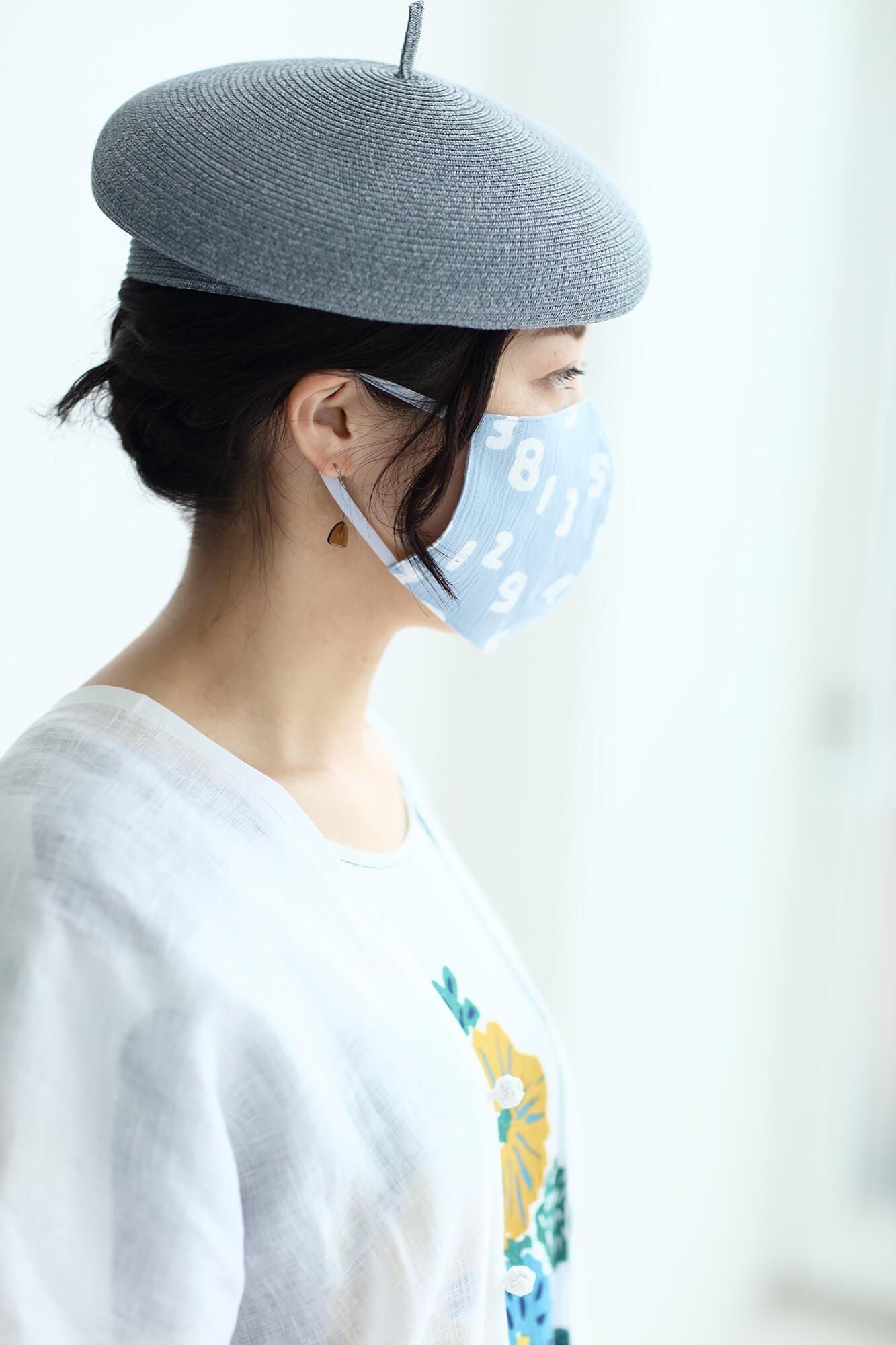 ◎【30%OFF】高島縮棉 圖案紋樣布口罩／SO-SU-U十數 昆淺藍色