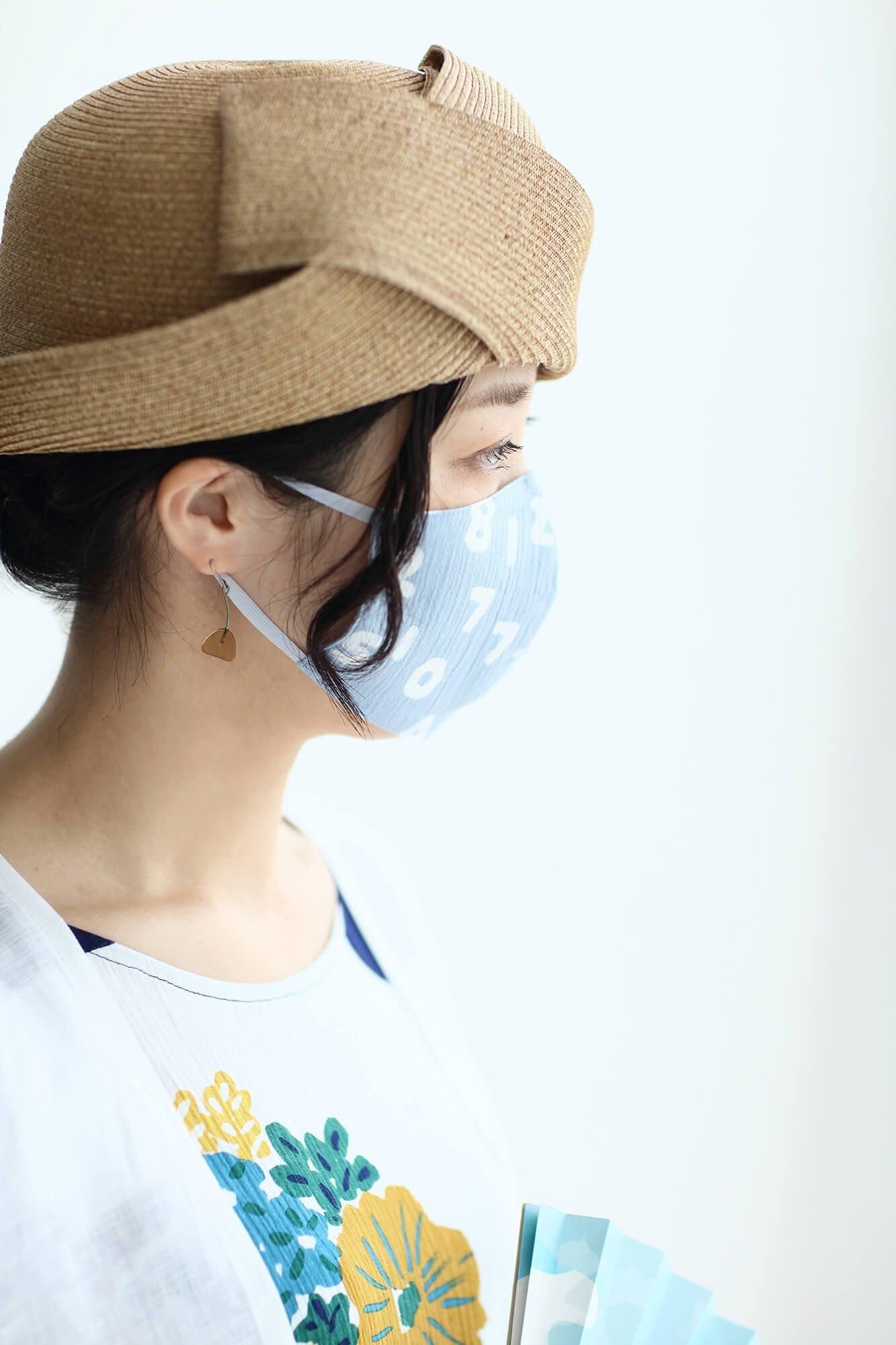 ◎【30%OFF】高島縮棉 圖案紋樣布口罩／SO-SU-U十數 昆淺藍色