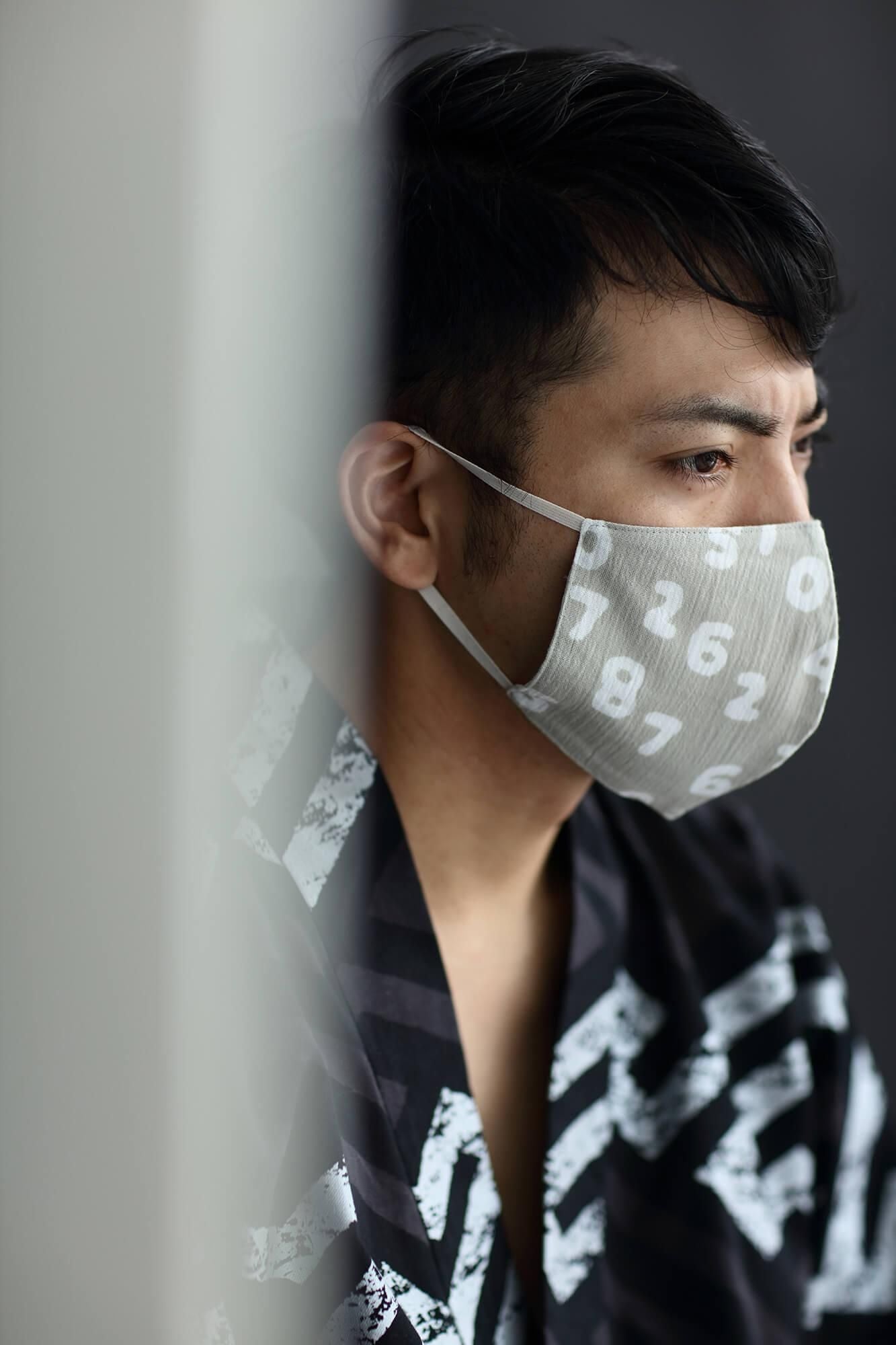 ◎【30%OFF】高島縮棉圖案紋樣布口罩／SO-SU-U十數 昆白茶色