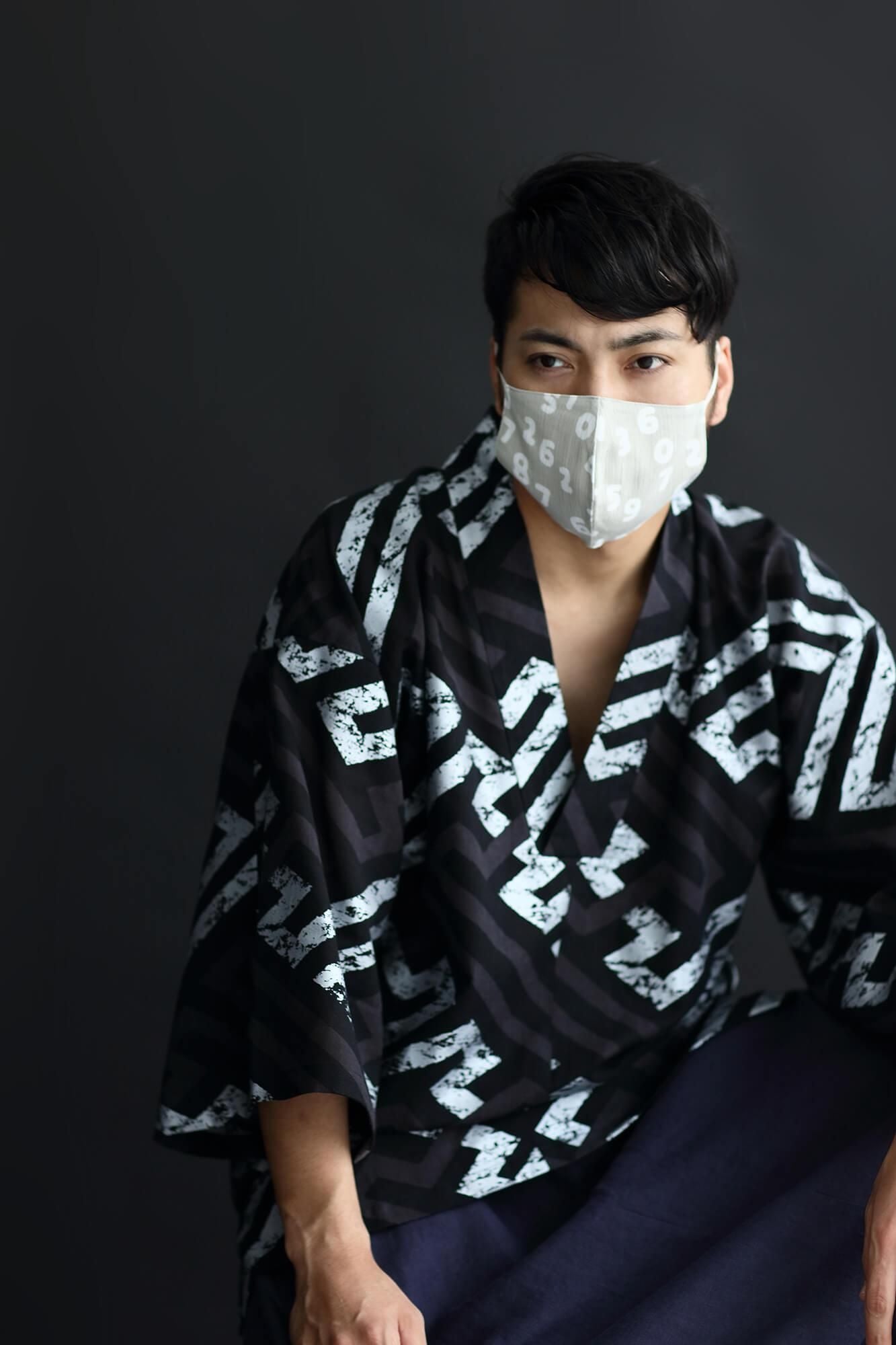 ◎【30%OFF】高島縮棉圖案紋樣布口罩／SO-SU-U十數 昆白茶色