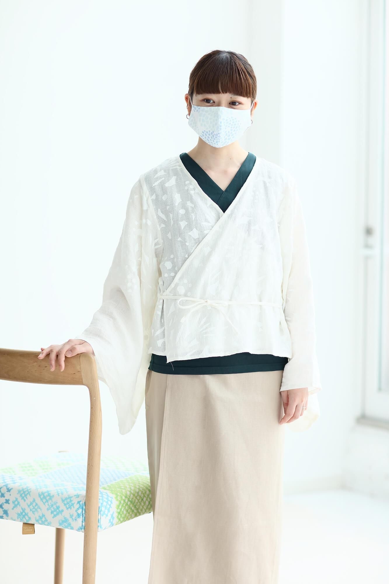 SOU・SOU 富士　高島縮　綿100% 菊づくし 30%OFF】高島縮 テキスタイルマスク／菊づくし