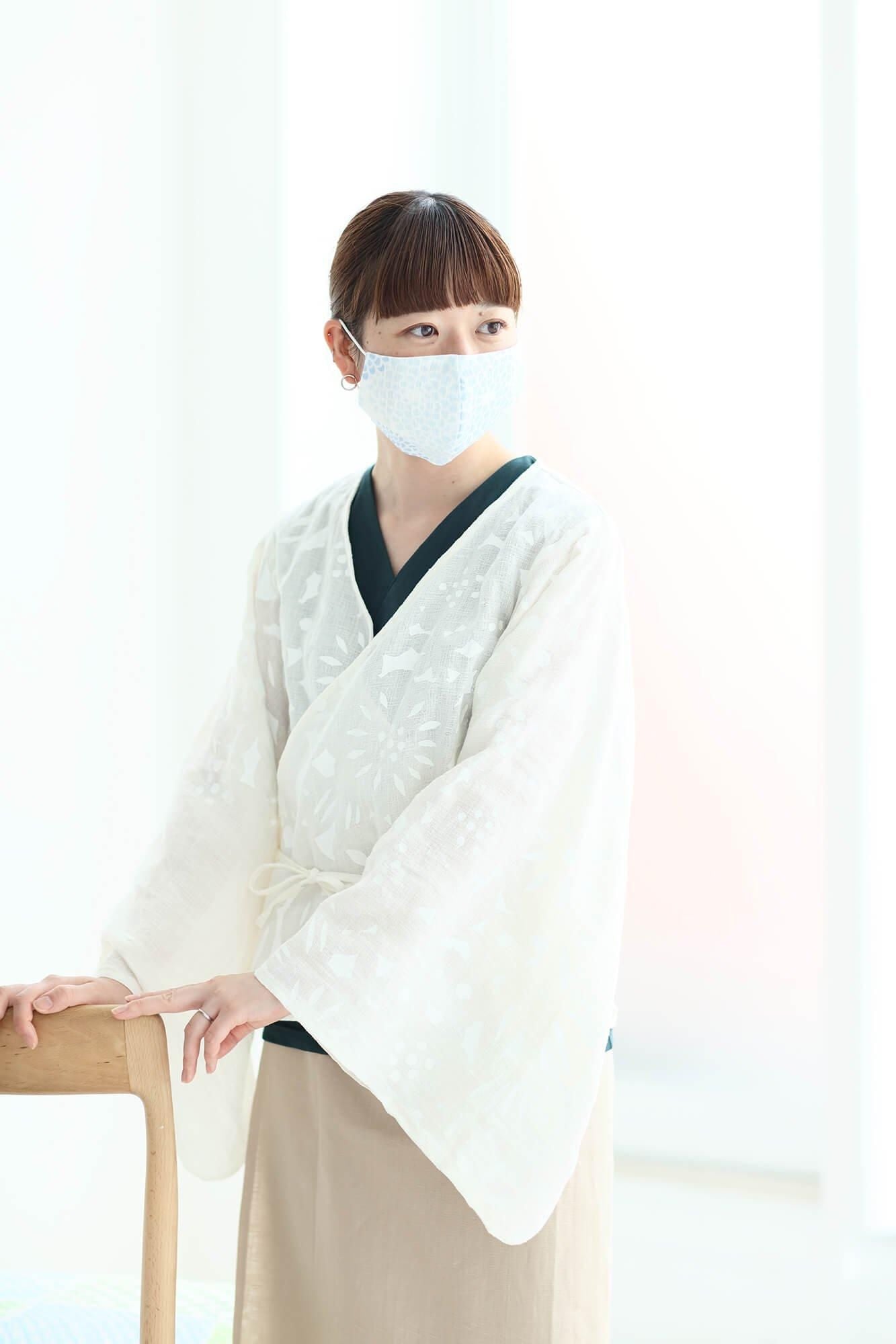 ◎【30%OFF】Chizimi Cotton Cotton Mask / Chrysanthemum