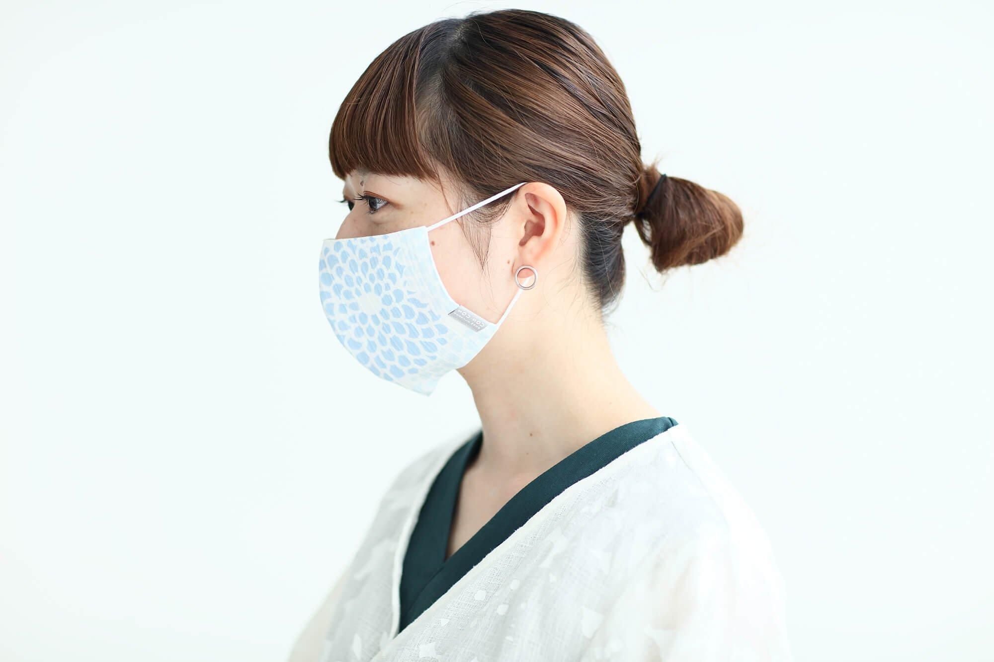 ◎【30%OFF】Chizimi Cotton Cotton Mask / Chrysanthemum