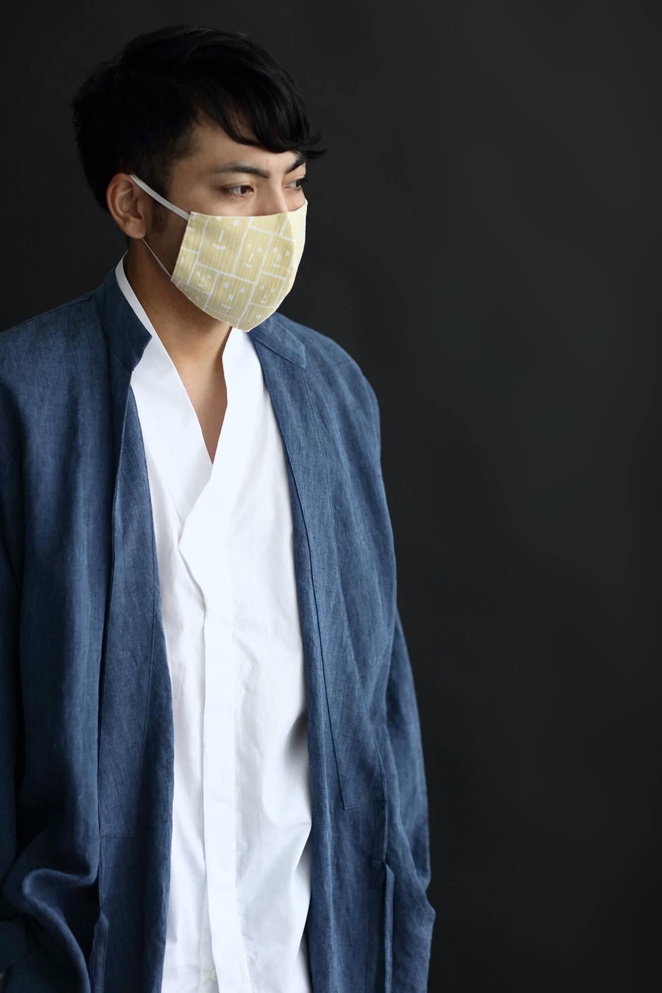 ◎【30%OFF】高島縮棉圖案紋樣布口罩／笑顏