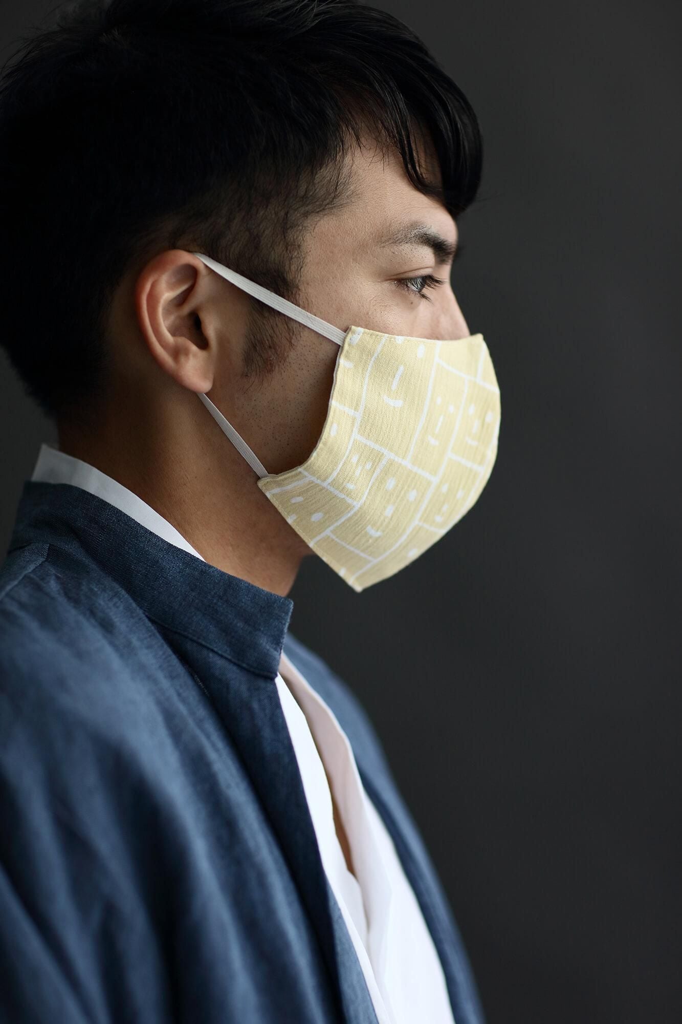 ◎【30%OFF】高島縮棉圖案紋樣布口罩／笑顏