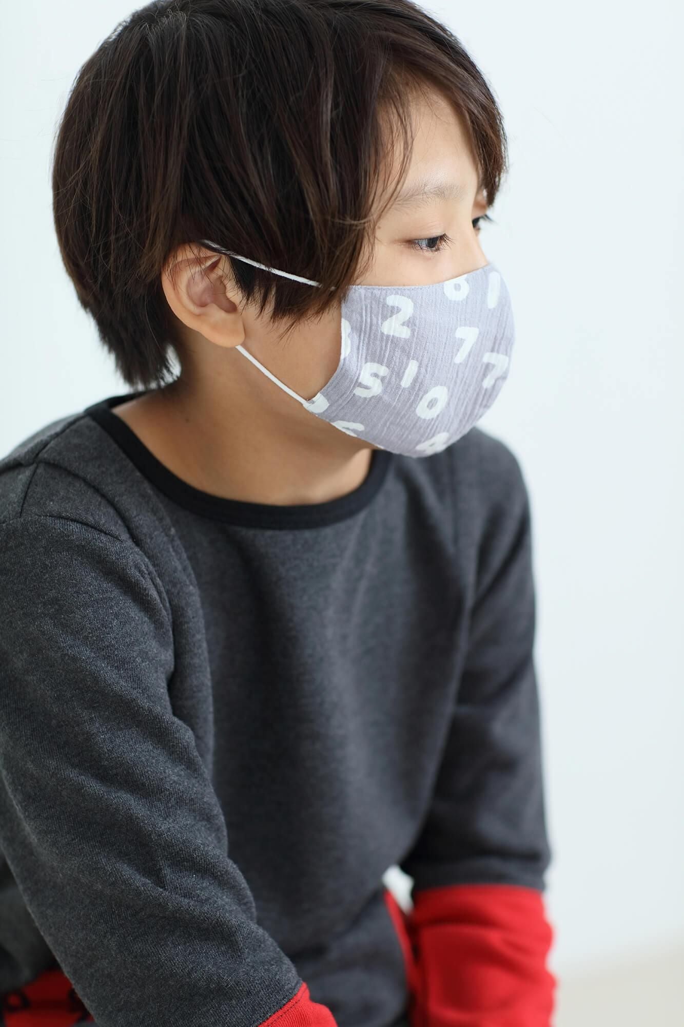 ◎【30%OFF】高島縮棉圖案紋樣布口罩／SO-SU-U十數 昆 淺灰色