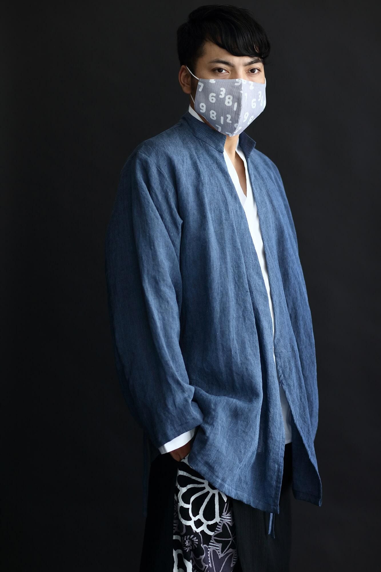 ◎【30%OFF】高島縮棉圖案紋樣布口罩／SO-SU-U十數 昆 淺灰色