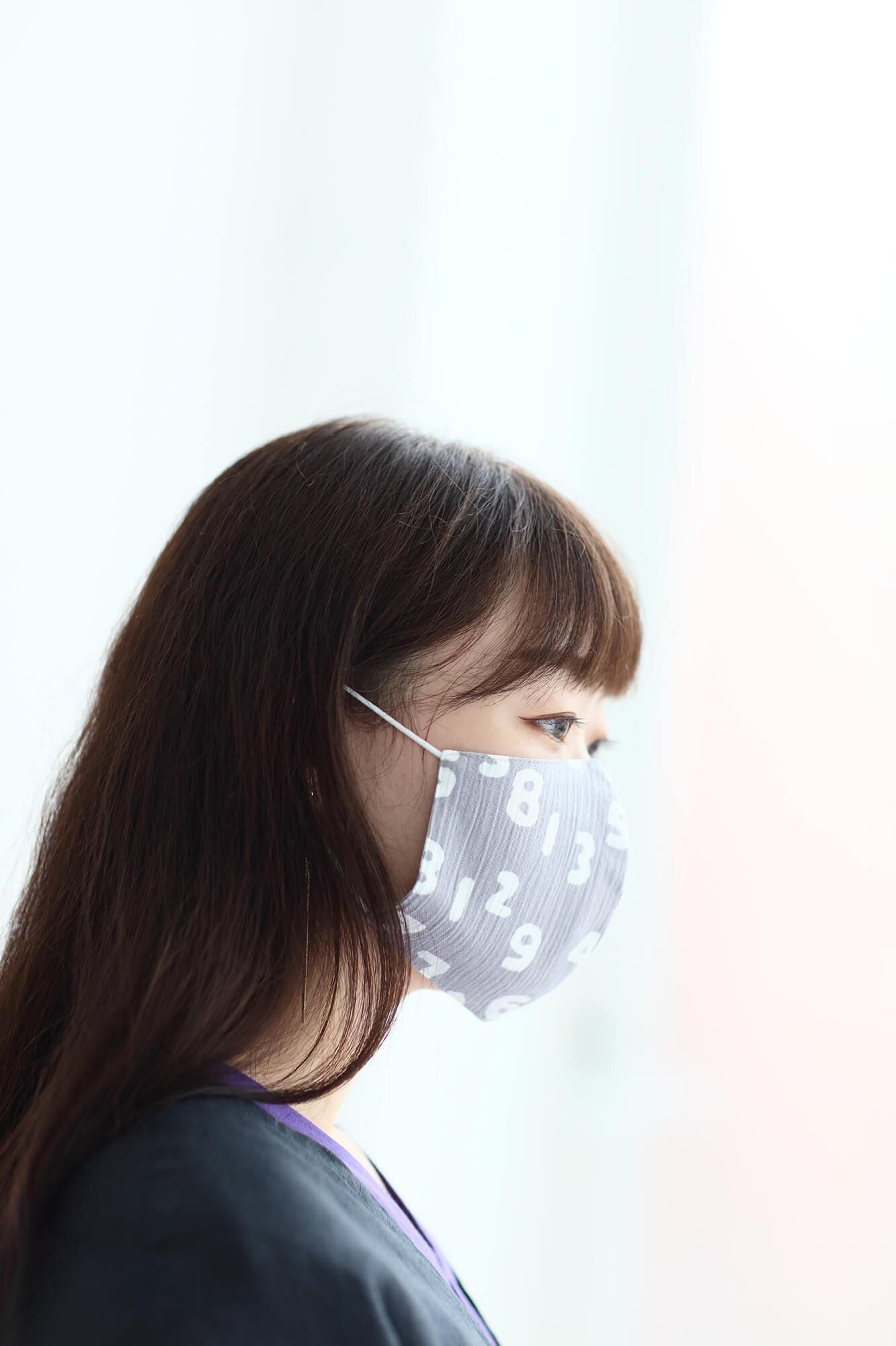 ◎【30%OFF】高島縮棉圖案紋樣布口罩／SO-SU-U十數 昆 淺灰色