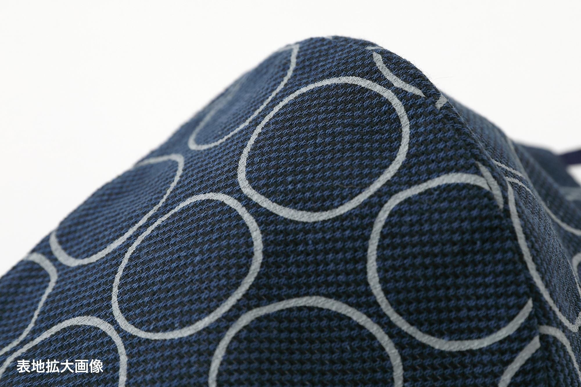 ◎【30%OFF】棉麻紡×高島縮棉 圖案紋樣布口罩／排圈圈 深藍色×灰色