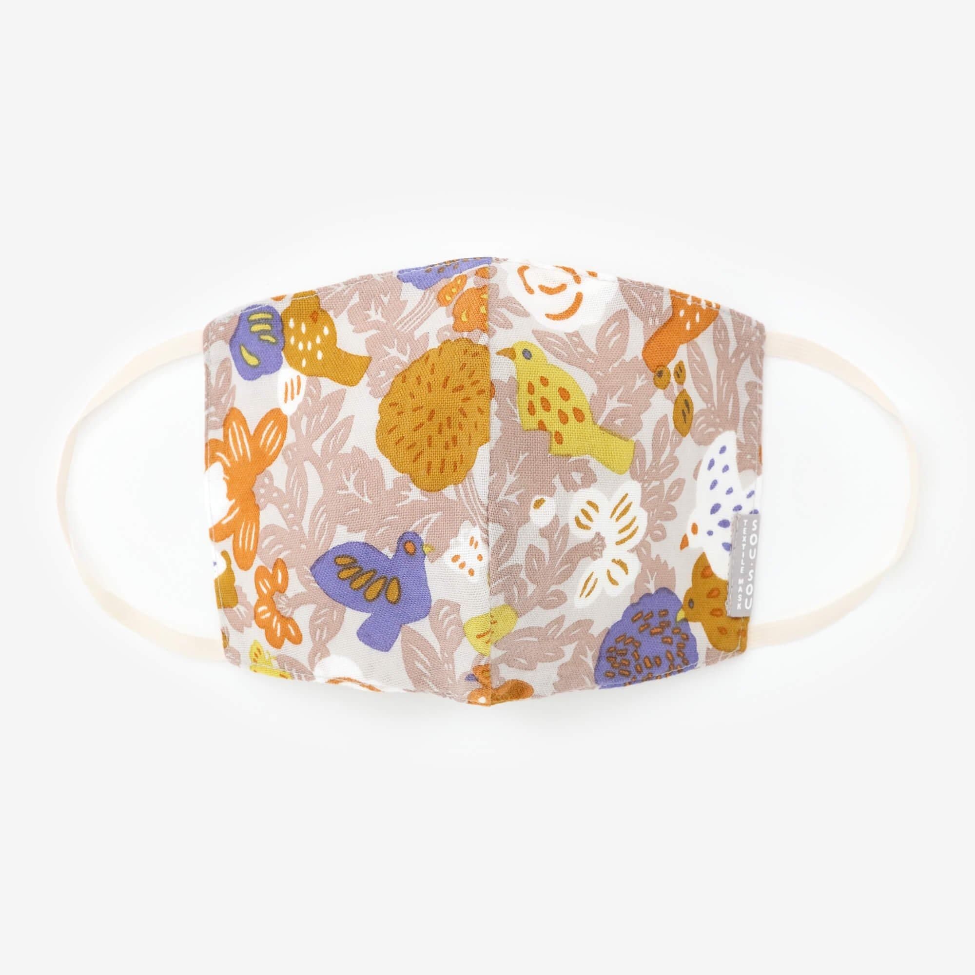 ◎【30%OFF】高島平織×高島縮棉 圖案紋樣布口罩／鳥