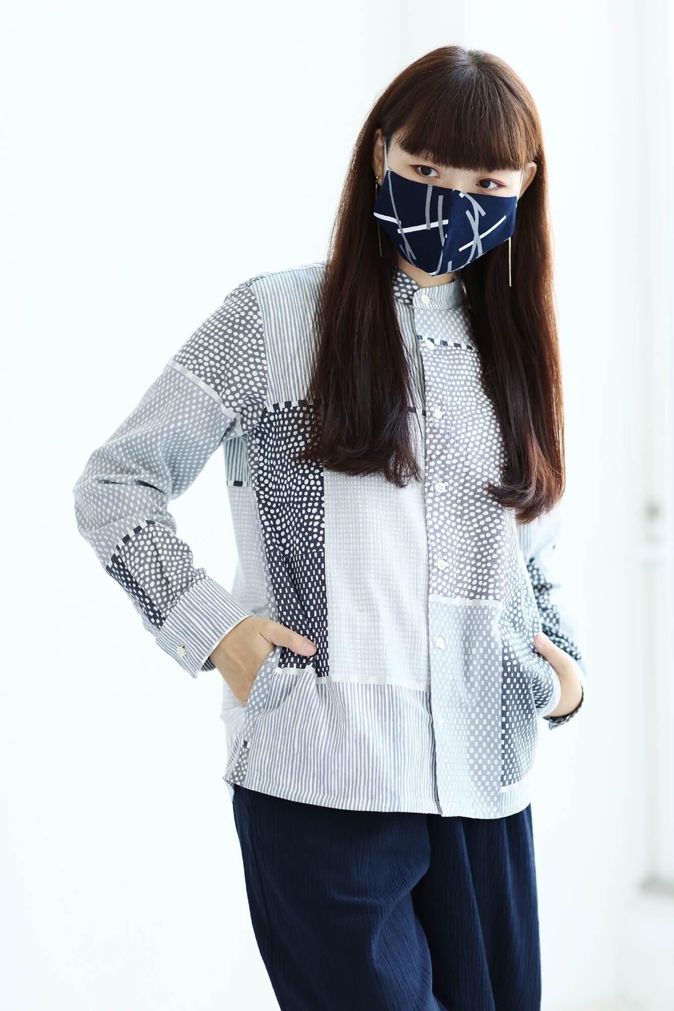 ◎【30%OFF】高島平織×高島縮棉圖案紋樣布口罩／鳶