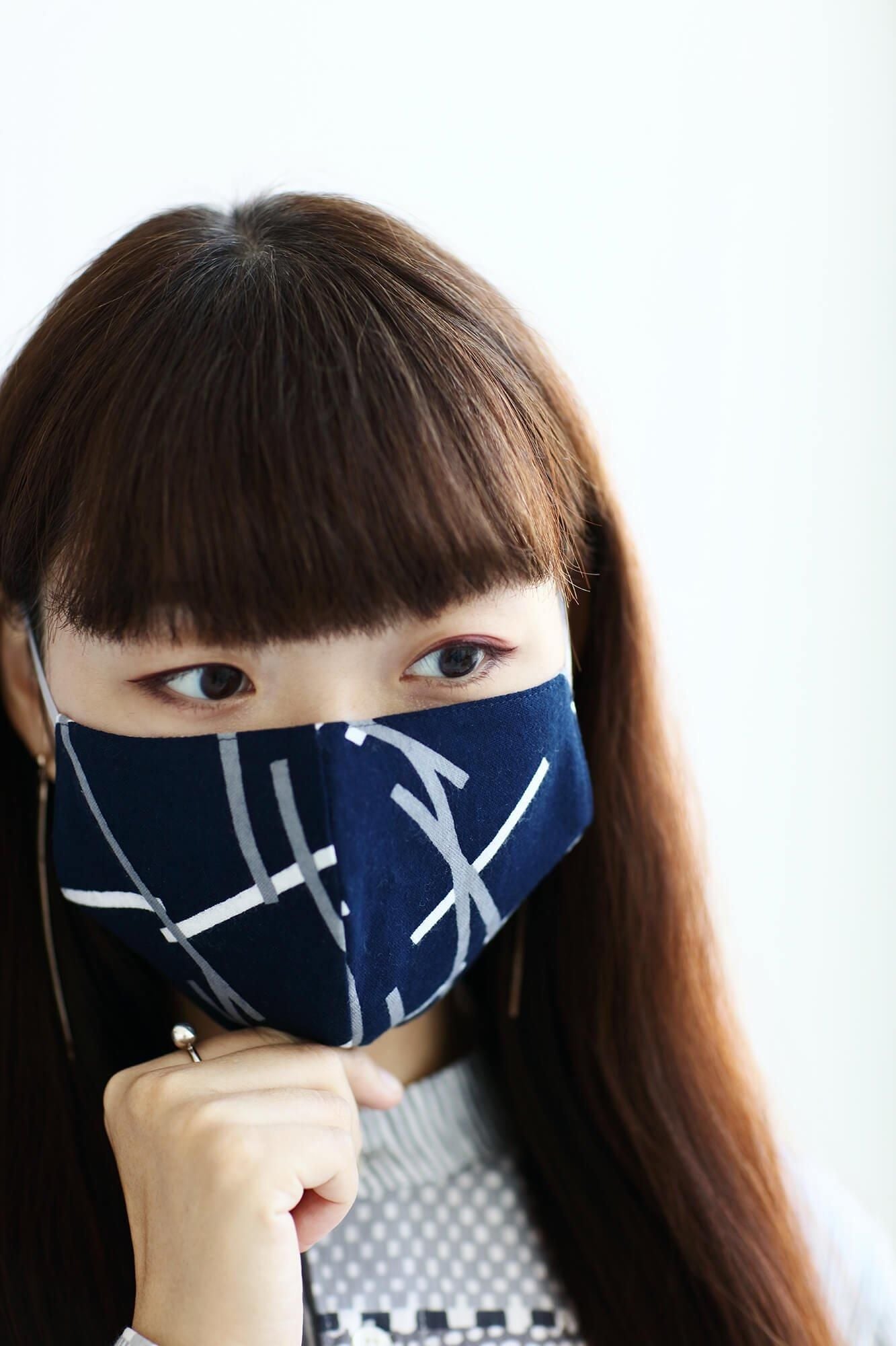 ◎【30%OFF】高島平織×高島縮棉圖案紋樣布口罩／鳶