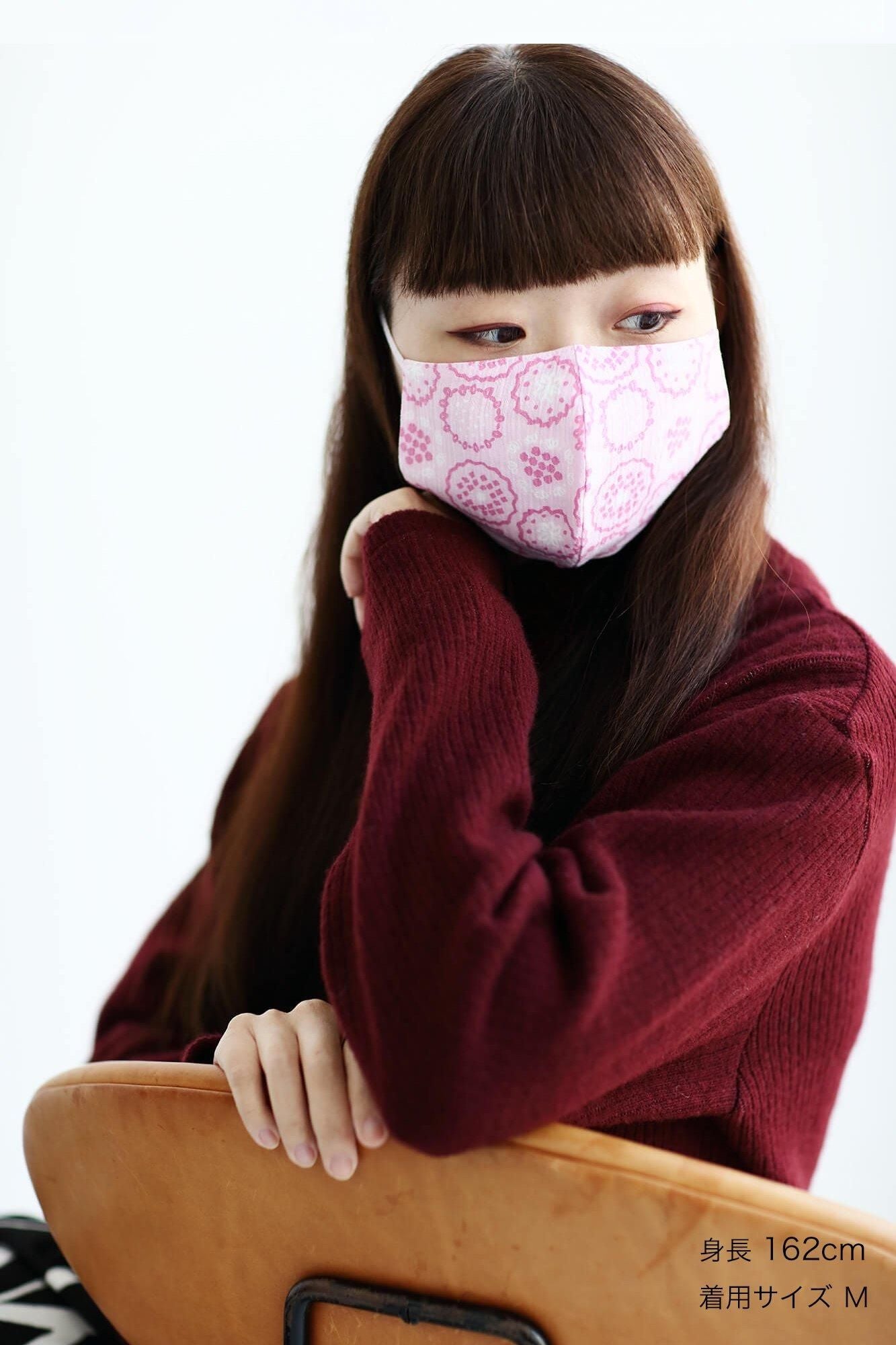 ◎【30%OFF】Chizimi Cotton Cotton Mask / Floral Embroidery