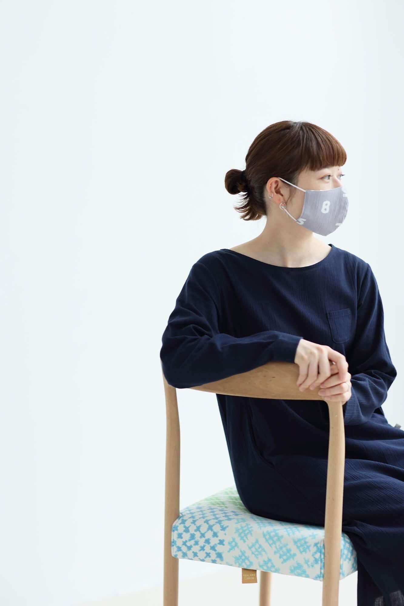 ◎【30%OFF】高島縮棉 圖案紋樣布口罩／SO-SU-U十數 淺灰色