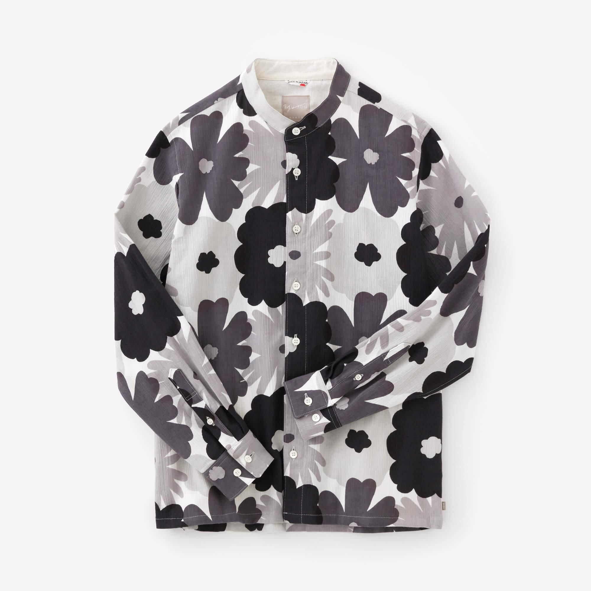 Chizimi Cotton 20/20 Stand Collar Long-sleeved Shirt SP / Oraka Multicolored