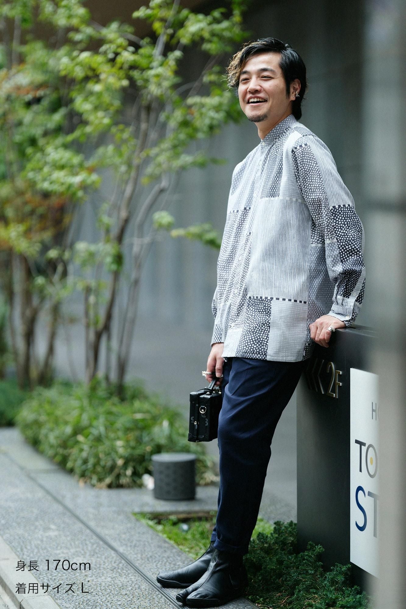net限定】高島縮 20/20 スタンドカラーシャツ SP／間がさね