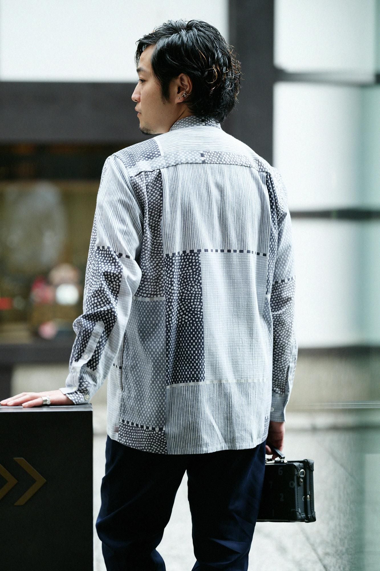 Chizimi Cotton 20/20 Long-sleeved Shirt SP／Lines and Dots