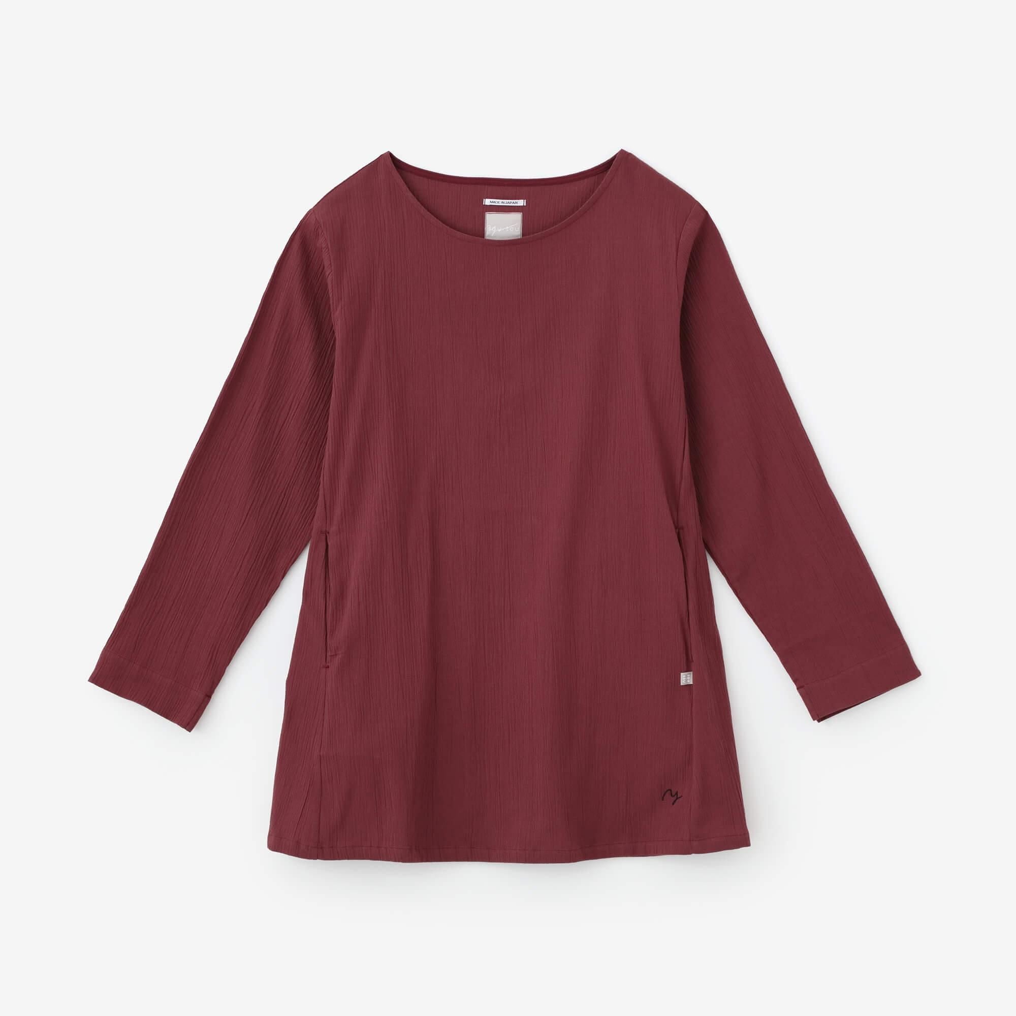 高島縮 20/20 長袖チュニック／濡羽色（ぬればいろ）